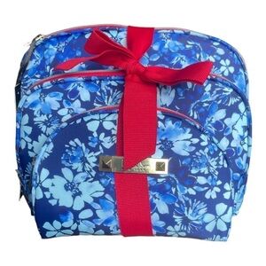 🆕 Nicole Miller New York Blue Floral Cosmetic Bags ✨Set Of 3✨